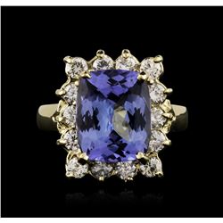 14KT Yellow Gold 5.15ct Tanzanite and Diamond Ring