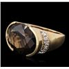 Image 2 : 14KT Yellow Gold 20.17ct Smokey Quartz and Diamond Ring