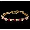 Image 1 : 14KT Yellow Gold 11.40ctw Ruby and Diamond Bracelet