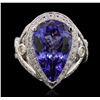 Image 1 : 14KT White Gold 7.40ct GIA Certified Tanzanite and Diamond Ring