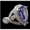Image 2 : 14KT White Gold 7.40ct GIA Certified Tanzanite and Diamond Ring