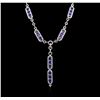 Image 2 : 18KT White Gold 14.50ctw Sapphire and Diamond Necklace