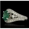 Image 2 : 14KT White Gold 1.54ct Emerald and Diamond Ring