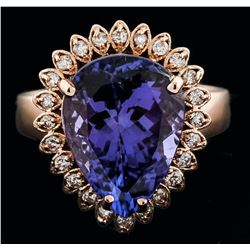 14KT Rose Gold 6.11ct Tanzanite and Diamond Ring