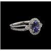Image 2 : 0.70ct Tanzanite and Diamond Ring - 18KT White Gold