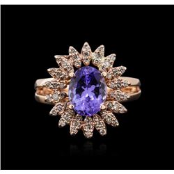 14KT Rose Gold 2.24ct Tanzanite and Diamond Ring