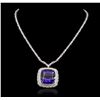 Image 1 : 18KT White Gold GIA Certified 68.80ct Tanzanite and Diamond Necklace
