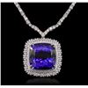 Image 2 : 18KT White Gold GIA Certified 68.80ct Tanzanite and Diamond Necklace