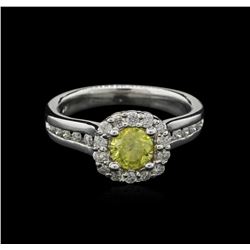 1.17ctw Fancy Yellow Diamond Ring - 14KT White Gold