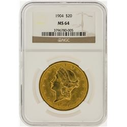 1904 NGC MS64 $20 Liberty Head Double Eagle Gold Coin