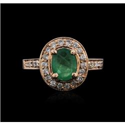 14KT Rose Gold 1.34ct Emerald and Diamond Ring