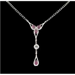 SILVER 8.40ct Ruby and White Topaz Necklace