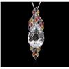 Image 2 : 14KT White Gold 23.00ct Beryl, Sapphire and Ruby Pendant With Chain