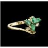 Image 2 : 14KT Yellow Gold 0.92ct Emerald and Diamond Ring