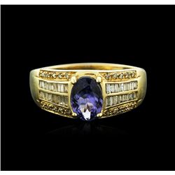 14KT Yellow Gold 1.04ct Tanzanite and Diamond Ring