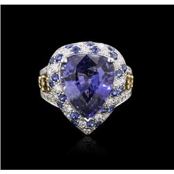 18KT White Gold GIA Certified 10.68ctw Sapphire and Diamond Ring