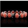 Image 3 : 14KT White Gold 64.92ctw Coral and Diamond Bracelet