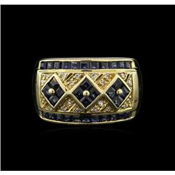 2.14ctw Blue Sapphire and Diamond Ring - 14KT Yellow Gold