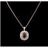 Image 2 : PLATED SILVER 17.69ct Ruby and White Sapphire Pendant With Chain