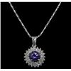 Image 2 : 14KT White Gold 1.22ct Tanzanite and Diamond Pendant With Chain