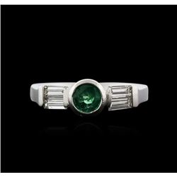 14KT White Gold 0.38ct Emerald and Diamond Ring