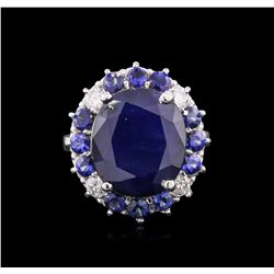 14KT White Gold 15.52ctw Sapphire and Diamond Ring