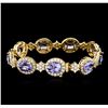 Image 2 : 18KT Yellow Gold 19.80ctw Tanzanite and Diamond Bracelet