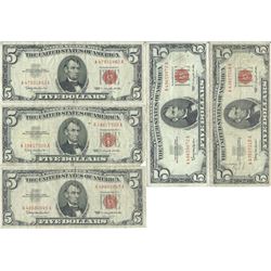 1963 $5 Red Seal Bill Lot of 10