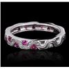 Image 2 : 18KT White Gold Pink Sapphire and Diamond Ring