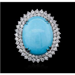 14KT White Gold 23.00ct Turquoise and Diamond Ring