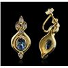 Image 2 : 18KT Yellow Gold 2.42ctw Blue Topaz and Diamond Earrings