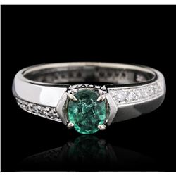 14KT White Gold 0.50ct Emerald and Diamond Ring