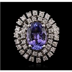 14KT White Gold 4.42ct Tanzanite and Diamond Ring