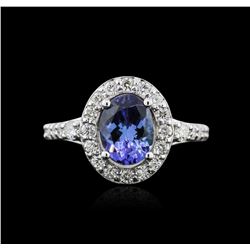 2.00ct Tanzanite and Diamond Ring - 14KT White Gold