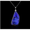 Image 2 : 14KT White Gold 15.00ct Opal and Diamond Pendant With Chain