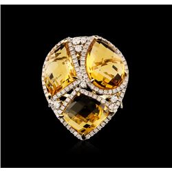 14KT Yellow Gold 15.33ctw Citrine and Diamond Ring