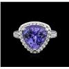 Image 1 : 4.35ct Tanzanite and Diamond Ring - 14KT White Gold