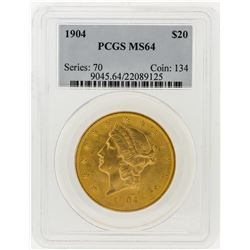 1904 PCGS MS64 $20 Liberty Head Double Eagle Gold Coin