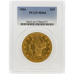 1904 PCGS MS64 $20 Liberty Head Double Eagle Gold Coin