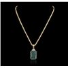 Image 1 : 14KT Yellow Gold GIA Certified 38.72ct Emerald and Diamond Pendant With Chain