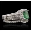 Image 2 : 14KT White Gold 1.20ct Emerald and Diamond Wedding Set