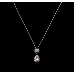 4.35ctw Diamond and Sapphire Pendant With Chain - 18KT Two-Tone Gold