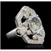 Image 2 : 14KT White Gold 4.09ct Aquamarine and Diamond Ring