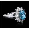 Image 2 : 14KT White Gold 3.19ct Topaz and Diamond Ring