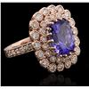 Image 2 : 14KT Rose Gold 5.95ct Tanzanite and Diamond Ring