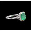 Image 2 : 18KT White Gold 1.44ct Emerald and Diamond Ring