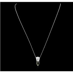 14KT White Gold 2.12ct Green Tourmaline and Diamond Pendant With Chain