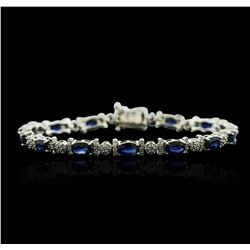 14KT White Gold 8.25ctw Sapphire and Diamond Bracelet