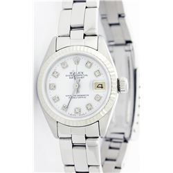 Rolex Stainless Steel Diamond DateJust Ladies Watch