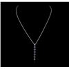 Image 2 : 14KT White Gold 0.35ctw Tanzanite and Diamond Pendant With Chain